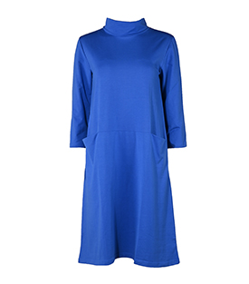 KLEID MIT TASCHEN kobaltblau Bio-Baumwollmix GOTS+FT