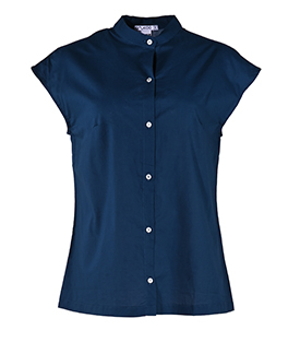 BLUSE ÄRMELLOS  ozeanblau Bio-Baumwolle