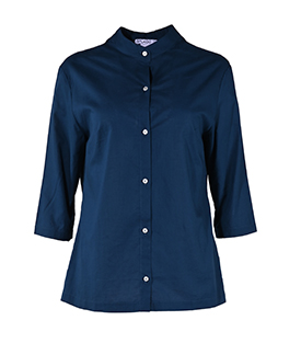 BLUSE 3/4 ARM  ozeanblau Bio-Baumwolle