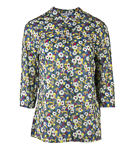 BLUSE 3/4 ARM aqua gemustert Bio-Baumwolle