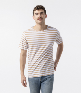 HERRENSHIRT ARI rayas sand Baumwolle