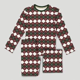 KINDER PYJAMA WEIHNACHTEN gemustert Baumwolle