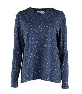 SHIRT blau gemustert Bio-Baumwollmix GOTS+FT