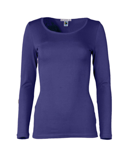 SHIRT LANGARM saphirblau Bio-Baumwollmix GOTS+FT