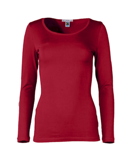 SHIRT LANGARM feuerrot Bio-Baumwollmix GOTS+FT