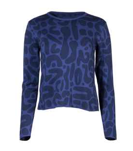 Artikeldetails anzeigen PULLOVER blau gemustert Bio-Baumwollstrick GOTS+FT