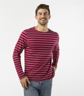 HERRENSHIRT ROLL rot gestreift 100% Baumwolle