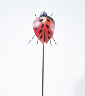 GARTENDEKOSTAB Marienkäfer Metall, handbemalt, 67cm