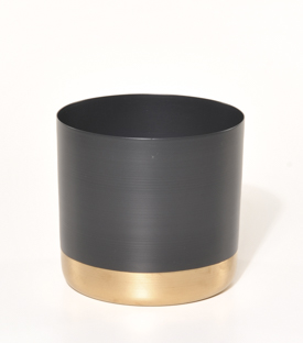 ÜBERTOPF Metall schwarz-gold lackiert, dm15xH14cm