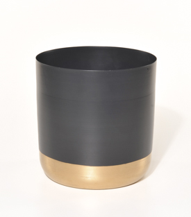 ÜBERTOPF Metall schwarz-gold lackiert, dm20xH20cm