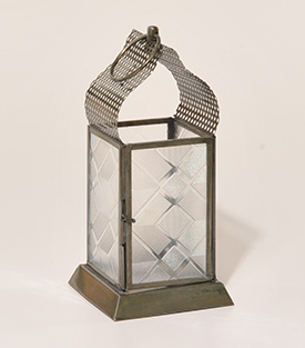 LATERNE Metall Glas dunkelgrau 8,5x8,5xH19cm