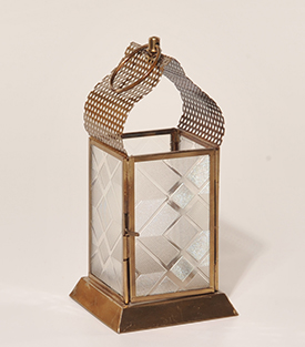 LATERNE Metall Glas bronze 8,5x8,5xH19cm