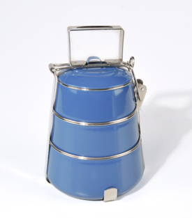LUNCHBOX 3stöckig petrol Edelstahl dm14xH22cm
