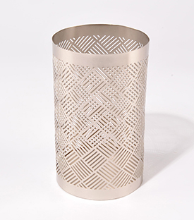 TEELICHTHALTER Rauten silber Metall, dm9x15,5cm