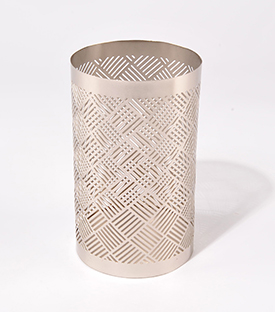 TEELICHTHALTER Rauten silber Metall, dm13x22cm