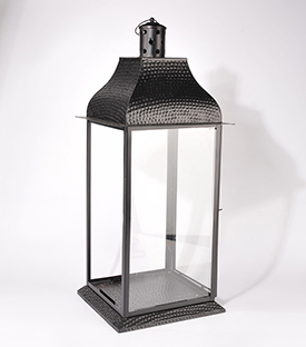 LATERNE schwarz gehämmert Metall/Glas 30x30xH75cm