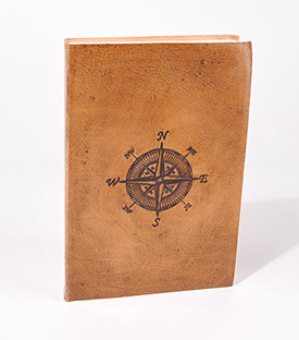 NOTIZBUCH Kompass Leder beige 15x20cm, 200 Blatt liniert
