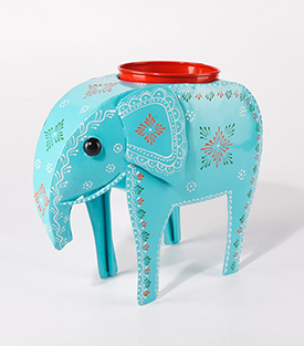 BLUMENÜBERTOPF Elefant Metall handbemalt, 12x25xH22cm