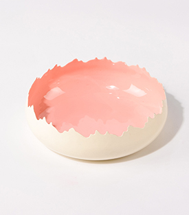 SCHALE weiß rosa dm14xH4,5cm
