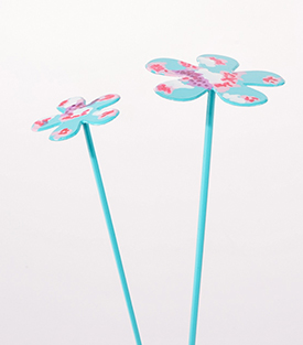 BLUMENSTECKER Blumen blau, 2 Stk dm5&3cm L26cm