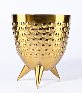 PFLANZENÜBERTOPF Struktur 3beinig Metall gold dm20xH23cm