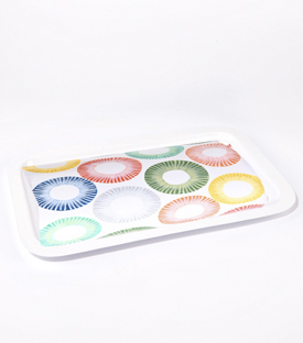 TABLETT Edelstahl Streublume handbemalt, 40x25xH2cm