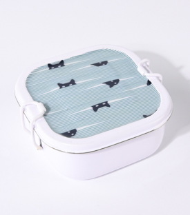 JAUSENDOSE Edelstahl Katzen blau, laminiert, 12x12xH6cm