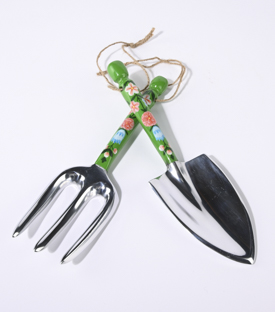 GARTENWERKZEUG Gabel&Schaufel Metall handbemalt 26cm