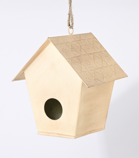 VOGELHAUS creme Metall 15x16xH18cm