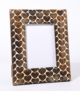 FOTORAHMEN Herzen Mangoholz 23x28 (11,5x17)cm