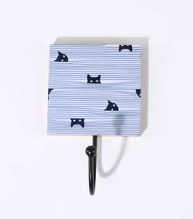WANDHAKEN Katze, laminiert Mangoholz 10x10cm