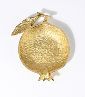 SCHALE Granatapfel gold Metall ca. 19x17xH2,5cm