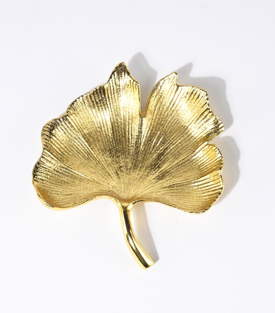 SCHALE Ginkoblatt gold Metall ca. 18x16xH2,5cm