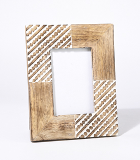 BILDERRAHMEN geschnitzt Punkte Mangoholz 19x24cm (10x15)