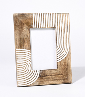 BILDERRAHMEN geschnitzt Linien Mangoholz 19x24cm (10x15)