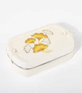 LUNCHBOX Ginko handbemalt Edelstahl 11x15xH5cm