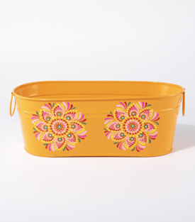 BLUMENKISTE Mandala orange handbemalt 36x17xH13cm