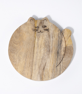 SERVIERBRETT Katze Mangoholz dm23xH2cm