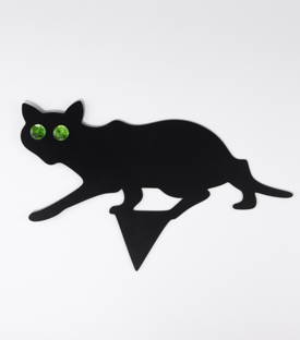 GARTENDEKO Katze schleichend Eisenblech schwarz L45xH30cm