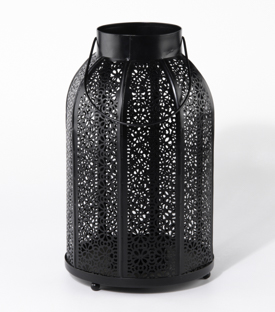 LATERNE Blumen schwarz Eisenblech dm20 x H33cm