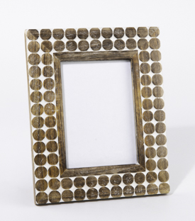 BILDERRAHMEN Punkte geschnitzt Mangoholz 21,5x26,5cm (11x15)