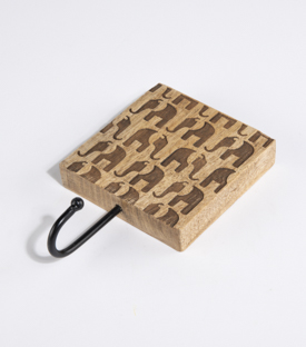 WANDHAKEN Elefanten Mangoholz 10x10cm