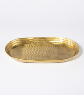 SCHALE gold oval geklopft Metall 26x16xh2,5cm