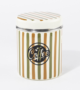 KAFFEEDOSE Streifen oliv Edelstahl dm12,5xh17cm