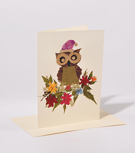 WEIHNACHTSKARTE Eule Trockenblumen, 12x17cm