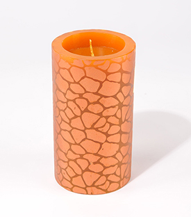 KERZE Orange gemustert dm7,5xH13,5cm