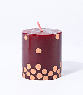 KERZE bordeaux Punkte dm5,5xH6,5cm