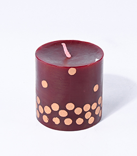 KERZE bordeaux Punkte dm7xH7cm