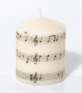 KERZE Musiknoten weiß 6xH8cm