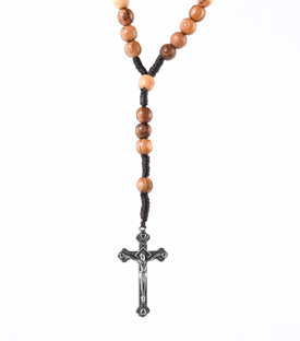 ROSENKRANZ Olivenholz handgeschnitzt Messingkreuz 
